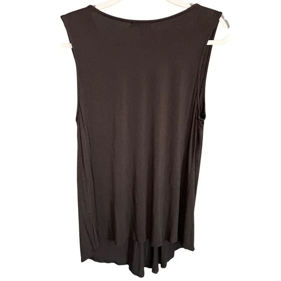 Daisy Fuentes Moda Black Sleeveless V Neck Drape Tunic Top Women's Size L - Picture 2 of 4